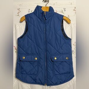 Quilted Blue Vest with Pockets